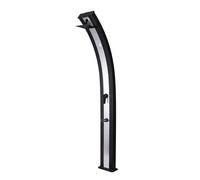 SINED Ducha Piscina Ecológica Negra de Aluminio en Inox Tanque de 40 Litros 224 cm Mezclador Alcachofa cuadrada Lavapies Modelo DOCCIAELLANERAINOX Black XL
