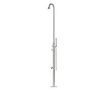 Estructura de ducha y grifería de acero inoxidable stintino en acero inoxidable satinado aisi 316l marino. cabezal de ducha regulable ducha de pie y de mano con flexo ducha tradicional de agua calient