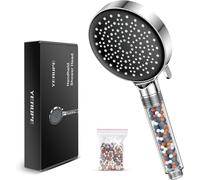 Ducha de alta presión con filtro - YEAUPE Ducha de mano de gran caudal con filtro Aumento de presión Ahorro de agua 6 modos Duchas para aguas duras Baja presión de agua Duchas