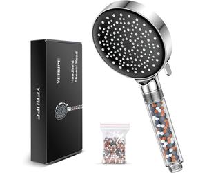 Ducha de alta presión con filtro - YEAUPE Ducha de mano de gran caudal con filtro Aumento de presión Ahorro de agua 6 modos Duchas para aguas duras Baja presión de agua Duchas