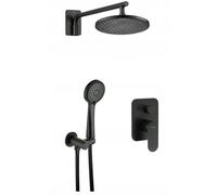 Ducha de lluvia oculta con grifo y teleducha de 3 funciones, Black Alpinia