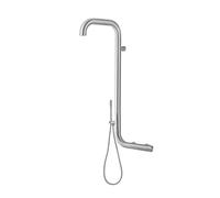SINED Ducha Exterior de Pared en Acero Inoxidable AISI 316L Satinado con agua caliente y fría doble mezclador para ducha de mano y rociador incluye válvula de tres vías Modelo DOCCIA ARBOREA INOX Gray