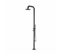 SINED Ducha de Jardín de Acero Inoxidable AISI 316L en Negro Satinado con Mezclador y Ducha de mano Conexión de Agua Caliente y Fría a traves del suelo DOCCIAPULANERA Black XL