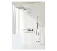 Ducha Digital, de ducha latón negro lujo, diseño pantalla digital LED montado en la pared, grifo techo 4 funciones doble control frío y caliente(3R Chrome-01)