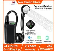 Ducha eléctrica portátil para exteriores, ducha de acampada de 6000mAh, pantalla Digital inteligente de pantalla completa recargable para acampar y hacer senderismo Black 6000mAh
