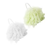 Ducha para Baño Espumosas, Malla PE Compacta 2 Piezas | Incluye Cuerda para Colgar, Uso Jabón o Gel, Color Blanco y Verde, Viaje o Baño
