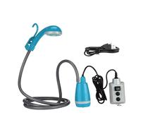 Ducha Portátil Eléctrica de 2m Bomba Manual Recargable USB Cabezal Cómodo Fabricada en PP Ligera Adecuada para Camping Baño Exterior Jardín L, Azul