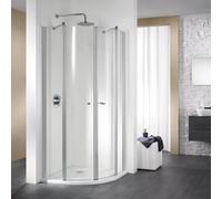 Ducha redonda HSK Exklusiv con 2 puertas batientes, 4 cuerpos, medidas: 80 x 80 x 200 cm, radio 500 mm, 455080-SO-50edelglas, Cabinas de ducha: Colores especiales: ESG transparente con vidrio noble