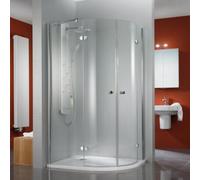 Ducha redonda HSK Premium Classic con 2 puertas giratorias, 4 piezas, tamaño: 90 x 90 x 200 cm, radio 550 mm, 650090550-41-50edelglas, Cabinas de ducha: Aspecto cromado: ESG transparente con cristal p