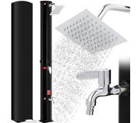 Ducha Solar 35 L,217cm,Ducha de Jardín con Cabezal de Ducha,Ducha de Pies,Conexión para Manguera de Jardín,Cubierta Protectora,4PCS Clavo Rectificados,Agua Caliente máx. 60 °C,sin Conexión Eléctrica