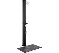 Ducha solar de 35 litros, con cabezal de ducha de 195 cm de altura, para uso en exteriores. Incluye kit para el suelo y grifo para los pies. Permite ajustar la temperatura del agua (caliente y fría).