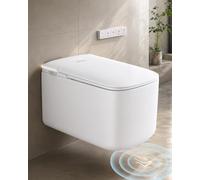 Ducha WC Sistema completo con depósito de agua, WC colgante cuadrado, Función bidé y descarga con reducción de ruido, WC eléctrico: calefacción de asiento, tapa automática, Modo infantil, Luz nocturna