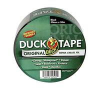 Duck Cinta adhesiva de pato negro original, 50 mm x 50 m, fórmula mejorada de alta resistencia, impermeable, cinta de reparación de tela