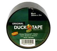 Duck Cinta adhesiva negra original, fórmula mejorada de alta resistencia, impermeable, cinta de reparación de tela, 50 mm x 5 m