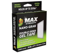Duck Max Strength - Cinta adhesiva de doble cara de doble cara reutilizable y fuerte, cinta de gel extraíble lavable, segura para la pared
