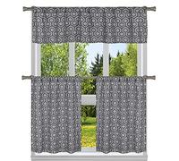 Duck River Textile Juego de Cortinas de Cocina y estantes, Gris, 29x36 (2 Pieces) 58x15 (1 Piece)