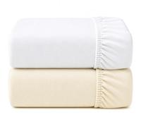 Dudu N Girlie Sábana bajera ajustable para colchón de cuna de viaje, sábanas de colchón de cuna de 65 x 95 pulgadas, sábana suave, hipoalergénica, elástica, transpirable, sábana bajera ajustable (paquete de 2, blanco y crema)