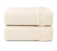 Dudu N Girlie Sábanas bajeras ajustables para colchón de cuna de viaje, sábanas de colchón de 65 x 95 pulgadas, tejido jersey suave, hipoalergénico, elástico, transpirable (paquete de 2, color crema)