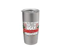 Due to Inflation This is My Ugly Sweater For Christmas Funny Vaso térmico de acero inoxidable de doble pared