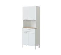 Due-Home Innovations Mueble auxiliar cocina Kira – 4 puertas, 1 cajón, Blanco Artik y Roble Canadian