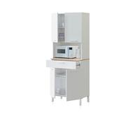 duehome | Alacena de Cocina, Mueble Auxiliar 4 Puertas + 1 Cajon y Estante Interior, Modelo Colin, Acabado en Blanco Artik y Roble Canadian, Medidas: 72 cm (Ancho) x 186 cm (Alto) x 40 cm (Fondo)