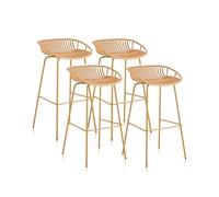 duehome | ARI, Pack 4 Taburetes Altos, Asiento Auxiliar, Taburete Contract, Acabado en Arena, Medidas: 44 cm (Ancho) x 47 cm (Largo) x 88 cm (Alto)
