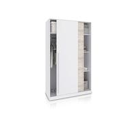 duehome | Armario 2 Puertas Correderas para Dormitorio o Habitación, Modelo Show, Acabado en Blanco Artik y Blanco Velho, Medidas: 120 cm (Largo) x 200 cm (Alto) x 50 cm (Fondo)