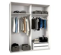 duehome | Armario de 2 Puertas Correderas, Armario Doble, Modelo Uniq 180, Acabado en Andersen Pino y Gris, Medidas: 180 cm (Largo) x 207,6 cm (Alto) x 55 cm (Fondo)