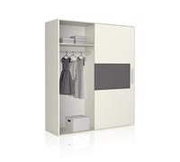 duehome | Armario de 2 Puertas Correderas, Armario Doble, Modelo Uniq 180, Acabado en Blanco y Grafito, Medidas: 180 cm (Largo) x 207,6 cm (Alto) x 55 cm (Fondo)