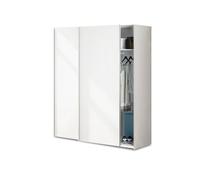 duehome | Armario de 2 Puertas Correderas, Barra de Colgar y Estantes, Armario para Dormitorio, Modelo Unix, Acabado en Blanco Artik, Medidas: 150 cm (Largo) x 200 cm (Alto) x 60 cm (Fondo)