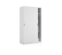 duehome| Armario de Dos Puertas Correderas, Modelo Lenor, Acabado en Color Blanco Soft, Medidas: 100 cm (Largo) x 50 cm (Ancho) x 200 cm (Alto)