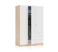 duehome - Armario Hexa 3 puertas 3 cajones Artik white - canadian oak
