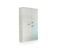 duehome | Armario Juvenil, Modelo Yuki, Acabado en Color Blanco Alpes y Verde Acqua, Medidas: 90 cm (Largo) x 200 cm (Alto) x 52 cm (Fondo)