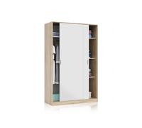 Duehome Armario Max 2 Puertas Correderas - Estilo Nórdico - Gran Capacidad - 2 Puertas Correderas - Zona de Perchero Blanco artik - canadian oak