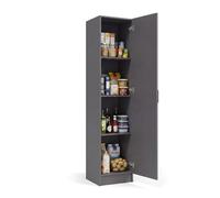duehome | Armario Multiusos, 1 Puerta, Columna, Modelo Multi Useful, Acabado en Color Gris Grafito, Medidas: 37 cm (Ancho) x 180 cm (Alto) x 37 cm (Fondo)