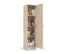 duehome | Armario Multiusos, 1 Puerta, Columna, Modelo Multi Useful, Acabado en Color Microcemento Beige, Medidas: 37 cm (Ancho) x 180 cm (Alto) x 37 cm (Fondo)