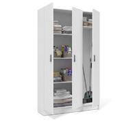 duehome | Armario Multiusos, 3 Puertas, Modelo Multi Useful, Acabado en Color Blanco Artik, Medidas: 110 cm (Ancho) x 180 cm (Alto) x 37 cm (Fondo)