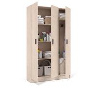 duehome | Armario Multiusos, 3 Puertas, Modelo Multi Useful, Acabado en Color Microcemento Beige, Medidas: 110 cm (Ancho) x 180 cm (Alto) x 37 cm (Fondo)