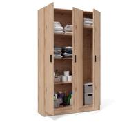 duehome | Armario Multiusos, 3 Puertas, Modelo Multi Useful, Acabado en Color Roble Alpino, Medidas: 110 cm (Ancho) x 180 cm (Alto) x 37 cm (Fondo)