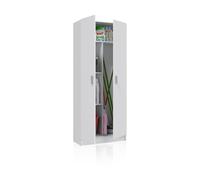 duehome | Armario Multiusos, Escobero, 2 Puertas, Modelo Multi Useful, Acabado en Color Blanco Mate, Medidas: 73 cm (Ancho) x180 cm (Alto) x 37 cm (Fondo)