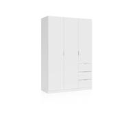 duehome | Armario Ropero de 3 Puertas y 3 Cajones, Armario Dormitorio, Acabado en Color Blanco Soft, Modelo Magan, Medidas: 135 cm (Ancho) x 200 cm (Alto) x 52 cm (Fondo)