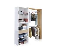 duehome | Armario Vestidor, Armario 2 Barras, 4 Baldas y 1 Cajón, Vestidor Reversible, Modelo Aura, Acabado en Blanco Artik y Roble, Medidas: 158 cm (Ancho) x 187 cm (Alto) x 40 cm (Fondo)