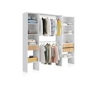 duehome |Armario Vestidor, Armario Abierto, Vestidor Reversible, Model Nitza, Acabado en Blanco Artik y Natur, Medidas: 190 cm (Largo) x 187 cm (Alto) x 40 cm (Fondo)