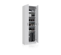 duehome | Armario Zapatero Multiusos, Armario Auxiliar, Modelo Multi Useful, Acabado en Color Blanco Mate, Medidas: 59 cm (Ancho) x 180 cm (Alto) x 37 cm (Fondo)