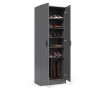 duehome | Armario Zapatero Multiusos, Armario Auxiliar, Modelo Multi Useful, Acabado en Color Gris Grafito, Medidas: 60 cm (Ancho) x 180 cm (Alto) x 37 cm (Fondo)