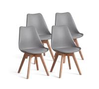 duehome | Beench, Pack 4 sillas Nórdicas, Sillas Comedor, Acabado en Gris y Madera, Medidas: 49 (Ancho) cm x 53,5 cm (Largo) x 83 cm (Alto)