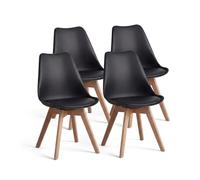duehome | Beench, Pack 4 sillas Nórdicas, Sillas Comedor, Acabado en Negro y Madera, Medidas: 49 (Ancho) cm x 53,5 cm (Largo) x 83 cm (Alto)