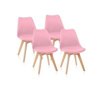 duehome | Beench, Pack 4 sillas Nórdicas, Sillas Comedor, Acabado en Rosa y Madera, Medidas: 49 (Ancho) cm x 53,5 cm (Largo) x 83 cm (Alto)