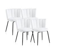 duehome | Bodhi, Pack 4 Sillas de Comedor, Silla Salón, Acabado en Crochet Nieve y Metal, Medidas: 57 cm (Ancho) x 60 cm (Largo) x 79 cm (Alto)