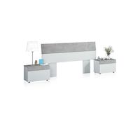 Duehome - Cabecero con mesitas Axel 176 cm x 96,5 cm Artik white - cement gray